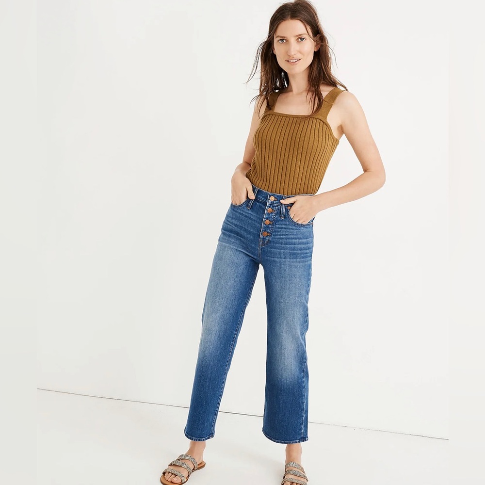 Madewell slim wide leg button front crop size 31